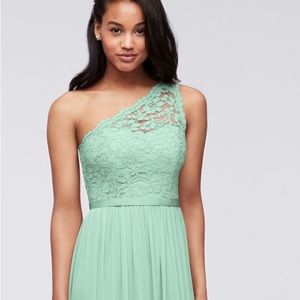 David’s bridal lace asymmetrical bridesmaid dress